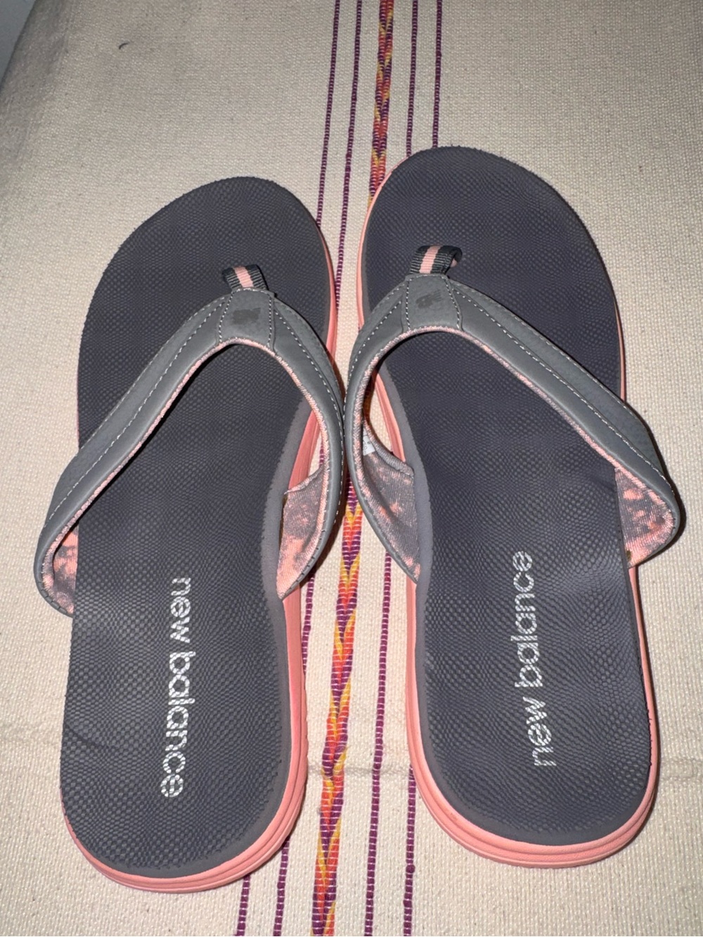 New Balance Gray and Coral Flip Flop Sandals